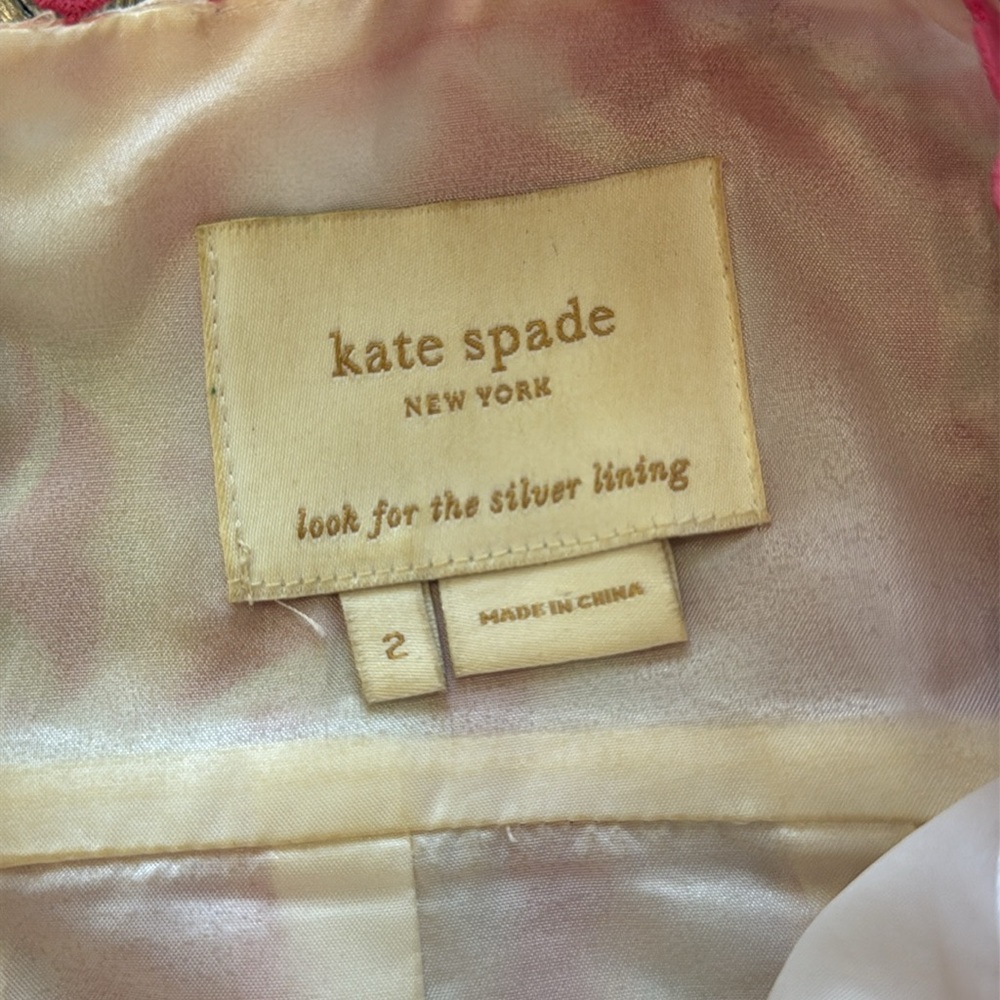 Kate Spade Pink Peach Pineapple Print Sweetheart Women Size 2 Linen Silk Blend - Picture 4 of 9